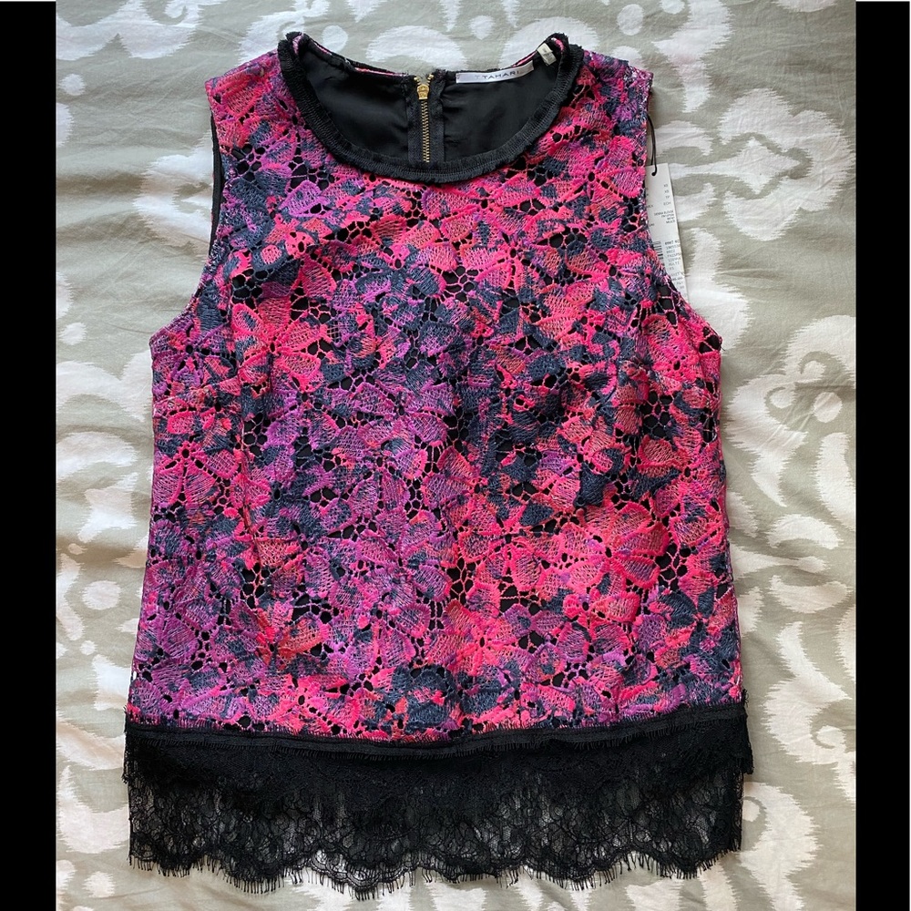 Tahari crochet sleeveless top